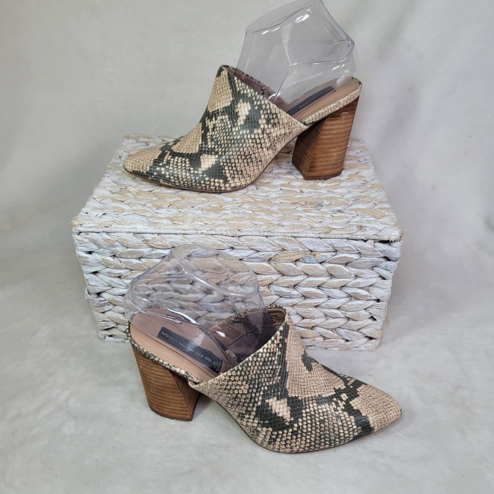 Steve Madden Snake Print Heel Mules Y2K Boho Slip On Clogs Clubwear Size 8.5